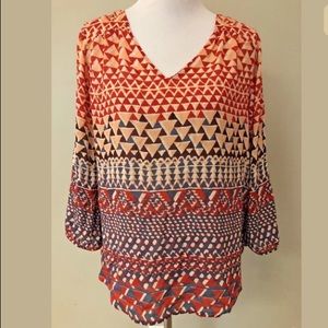 Lucky Brand Soft Boho Print Blouse Large